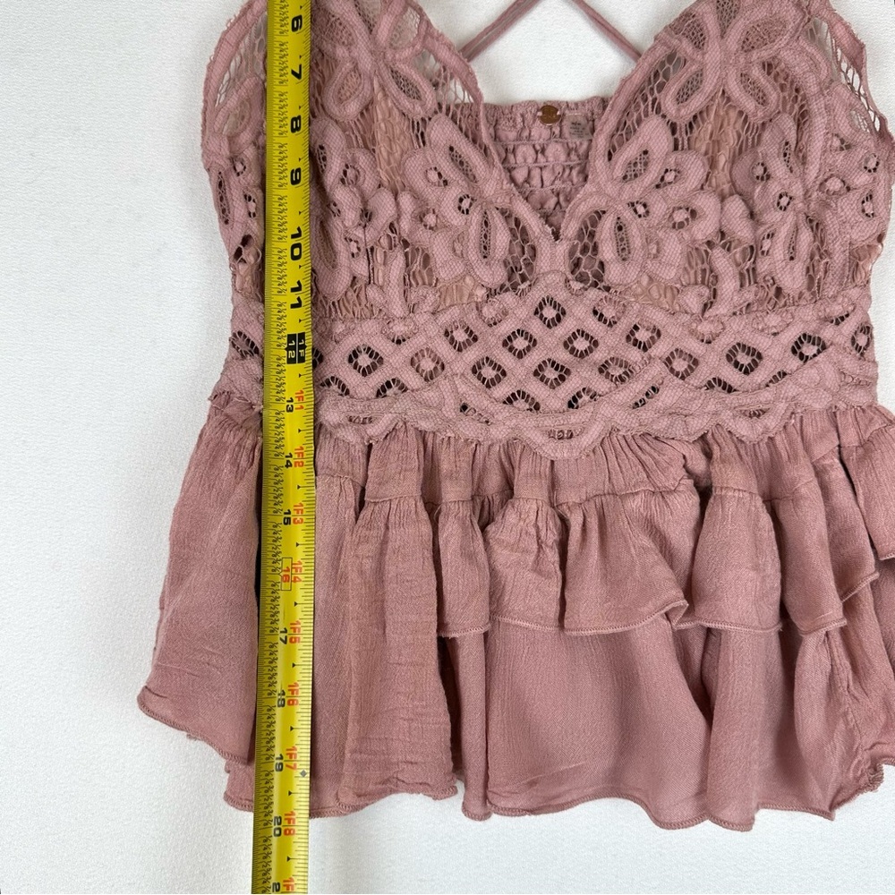 Free People Adela Crochet Lace Ruffle Tank Boho Fairy - Picture 7 of 7